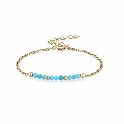Bracelets - Bracelet Apatite Bleue facettée A – acier inoxydable doré - ARABESK