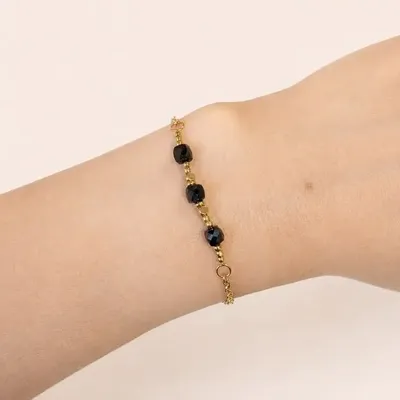 Bracelets - Black Tourmaline A Luck Bracelet – Faceted Square Beads - ARABESK