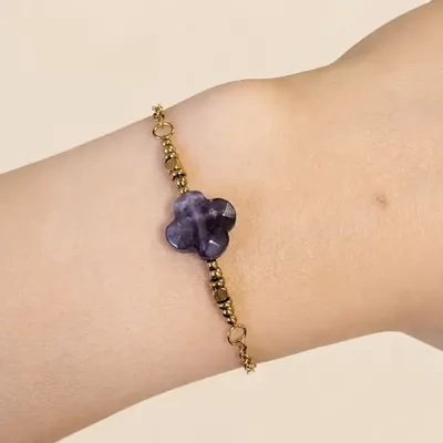 Bracelets - Bracelet Chance en Améthyste A – Trèfle - ARABESK