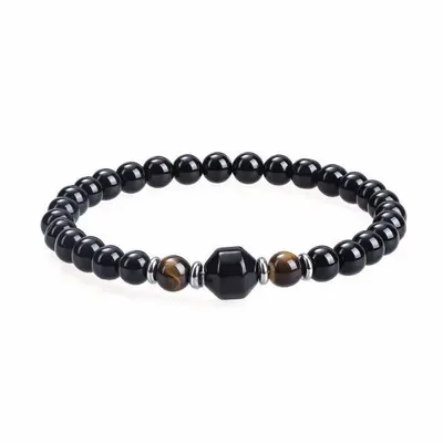 Bracelets - Bracelet Œil de Tigre & Onyx Noir A perles 8mm - ARABESK
