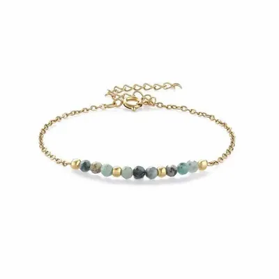 Bracelets - Faceted African Turquoise A Bracelet – Gold-Tone Stainless Steel - ARABESK