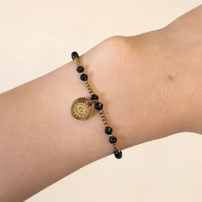 Bracelets - Bracelet Protection en Spinelle Noir A – Œil Protecteur - ARABESK