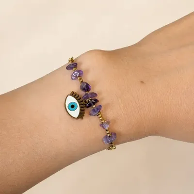Bracelets - Protection Bracelet, AA Amethyst – Evil Eye - ARABESK