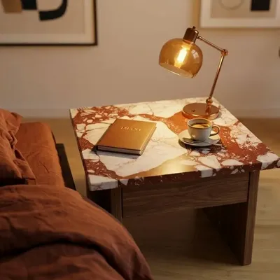 Other tables - Dark Grey Marble Top — Square 450 × 450 mm - SAGIT