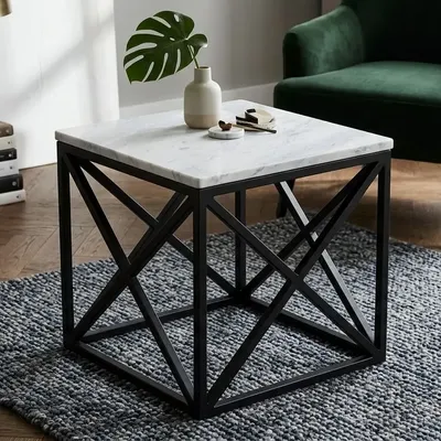 Other tables - Light Grey Marble Top — Square 450 × 450 mm - SAGIT