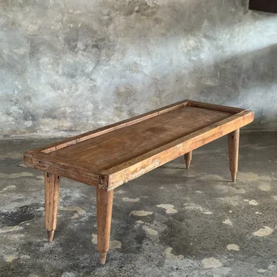 Coffee tables - Coffee table with tapered legs in upcycled antique teak H35 L104 - OFFICE OBJETS
