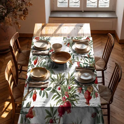 Table cloths - 100% linen tablecloth POMEGRANATE 140x250cm - NORRAVILLA