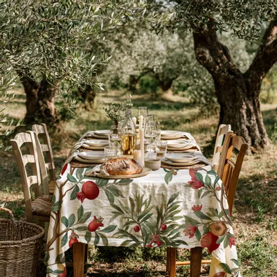 Table cloths - 100% linen tablecloth POMEGRANATE 140x250cm - NORRAVILLA