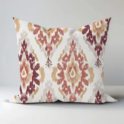 Comforters and pillows - 100% Linen Pillowcase - Red Diamond Pattern Ikat Patola - NORRAVILLA