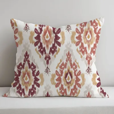 Comforters and pillows - 100% Linen Pillowcase - Red Diamond Pattern Ikat Patola - NORRAVILLA