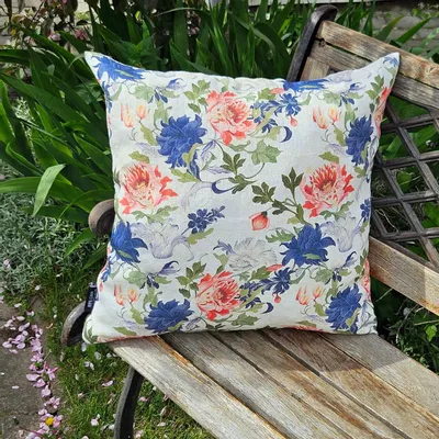 Comforters and pillows - 100% Linen Pillowcase - Floral print on heavy linen - NORRAVILLA