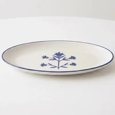 Everyday plates - Floral Oval Platter | Hand-crafted Ceramic | 14x7 - CASA AMAROSA