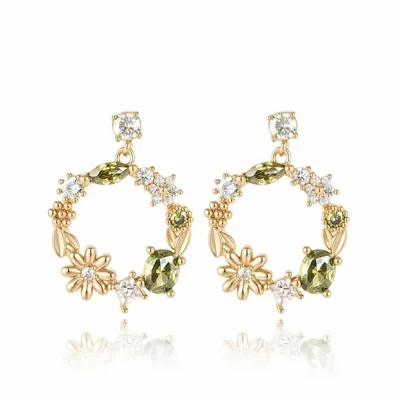 Jewelry - Peridot PL-OR 750 3MIC Flower Garden Earrings - ATELIER J.FB FRANCE