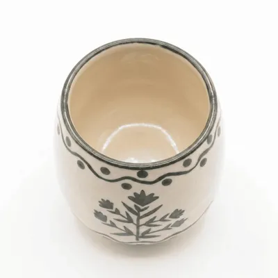 Carafes - Floral Motif Drink cup | Hand-Painted Ceramic Stoneware | 3 Inch - CASA AMAROSA