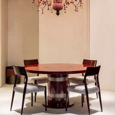 Tables for hotels - Round Dining Table diam 145cm LUNE - in Red lacquered wood - DUISTT