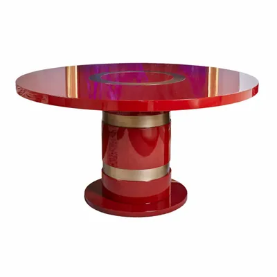 Tables for hotels - Round Dining Table diam 145cm LUNE - in Red lacquered wood - DUISTT