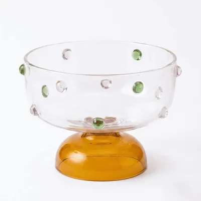 Verres - Bol à dessert en verre borosilicaté | Rebord à pois confettis | 4 x 3 - CASA AMAROSA