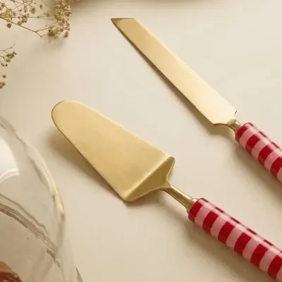 Knives - Stripe Cake Knife Set | Resin Handle | Set Of 2 - CASA AMAROSA