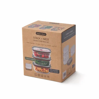 Food storage - BLACK + BLUM Stack + Nest Glass Food Storage Container Set | Mixed Set - BLACK+BLUM EUROPE