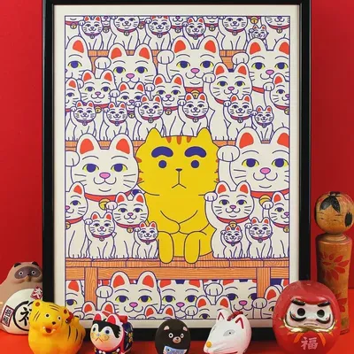 Affiches - Affiche "Maneki neko" - Format 30x40cm ou A4 - YEAAAH! STUDIO