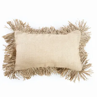 Cushions - The Jute Bonita Cushion Cover - Natural - 30x50 - BAZAR BIZAR LIVING