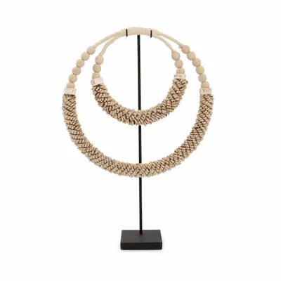 Sculptures, statuettes and miniatures - The Double Shell Necklace On Stand - Natural - BAZAR BIZAR LIVING