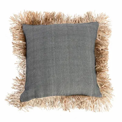 Cushions - The Cotton Bonita Cushion Cover - Natural Black - 60x60 - BAZAR BIZAR LIVING