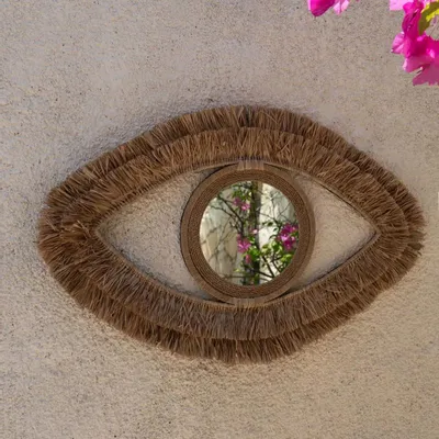 Mirrors - The Raffia Eye Mirror - Natural - M - BAZAR BIZAR LIVING