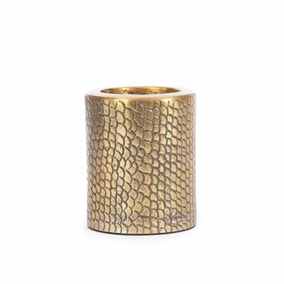 Candlesticks and candle holders - The Croco Candle Holder - Brass - L - BAZAR BIZAR LIVING