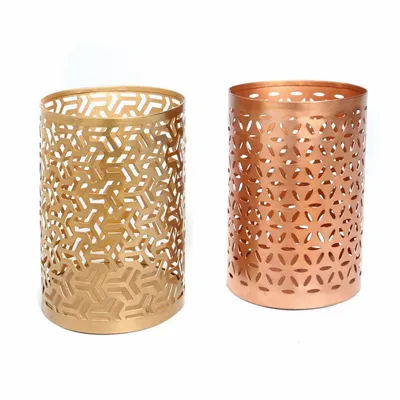 Candlesticks and candle holders - The Hollow Zigzag - Gold - M - BAZAR BIZAR LIVING