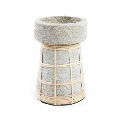 Candlesticks and candle holders - The Serene Candle Holder - Concrete Natural - L - BAZAR BIZAR LIVING