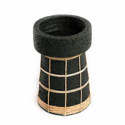 Candlesticks and candle holders - The Serene Candle Holder - Black Natural - L - BAZAR BIZAR LIVING