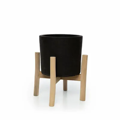 Flower pots - The Charcoal Low - Black Natural - S - BAZAR BIZAR LIVING