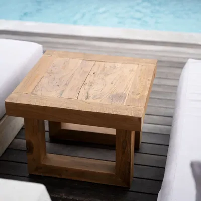 Coffee tables - The Reclaimed Teak Side Table - Natural - BAZAR BIZAR LIVING