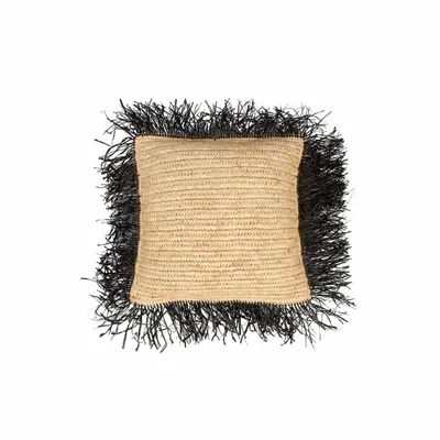 Coussins - La Housse De Coussin En Raffia - Naturel Noir - 40x40 - BAZAR BIZAR LIVING