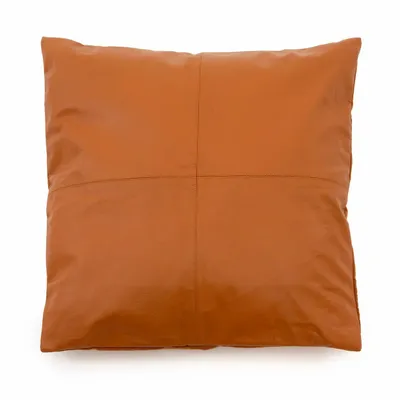 Cushions - The Four Panel Leather Cushion Cover - Camel - 60x60 - BAZAR BIZAR LIVING