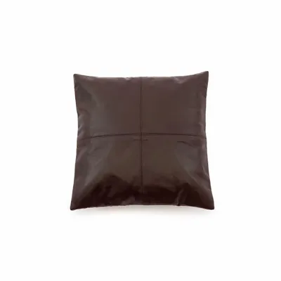 Cushions - The Four Panel Leather Cushion Cover - Choco - 40x40 - BAZAR BIZAR LIVING