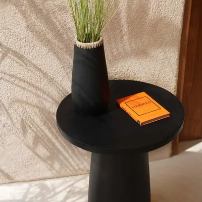 Other tables - The Timber Conic Side Table - Black - 50 - BAZAR BIZAR LIVING
