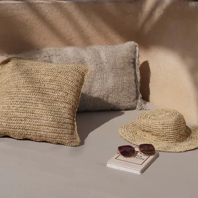 Coussins - La Housse De Coussin Raffia Flores Carrée - Naturel - 40x40 - BAZAR BIZAR LIVING