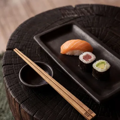 Platter and bowls - The Burned Sushi Plate - Black - M - BAZAR BIZAR LIVING