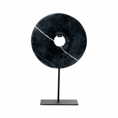 Sculptures, statuettes and miniatures - The Marble Disc on Stand - Black - L - BAZAR BIZAR LIVING