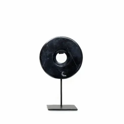 Sculptures, statuettes and miniatures - The Marble Disc on Stand - Black - S - BAZAR BIZAR LIVING