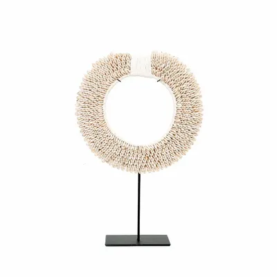 Sculptures, statuettes and miniatures - The Papua Shell Disc on Stand - White - M - BAZAR BIZAR LIVING