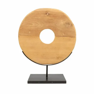 Sculptures, statuettes et miniatures - Le Grand Disque En Teck Sur Support - BAZAR BIZAR LIVING