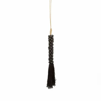 Objets de décoration - Les perles en bois avec pompon en coton - noires - BAZAR BIZAR LIVING