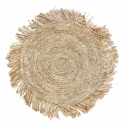 Placemats - The Fringe Raffia Placemat Round - Natural - BAZAR BIZAR LIVING