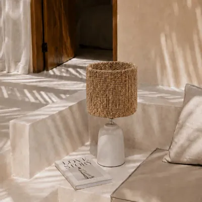 Table lamps - The Chalki Table Lamp Shade - Natural - BAZAR BIZAR LIVING