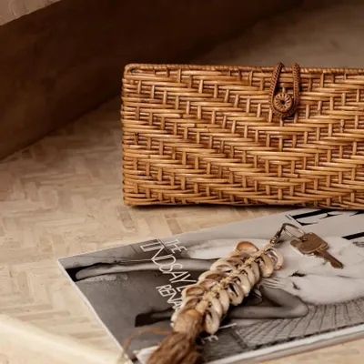 Objets de décoration - Le Porte-Clés Raffia Fishbone - Blanc Naturel - BAZAR BIZAR LIVING