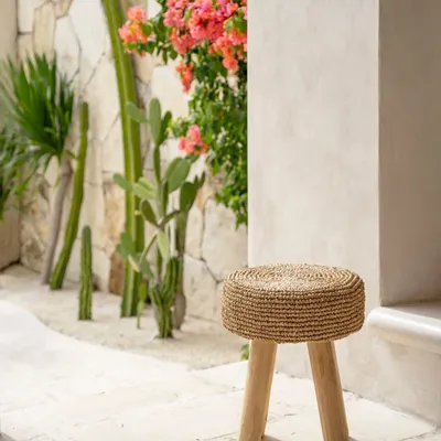 Stools - The Raffia Stool - Natural - BAZAR BIZAR LIVING