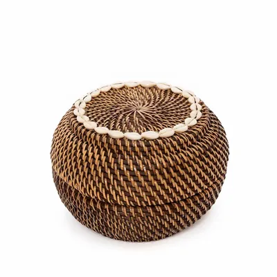 Caskets and boxes - The Colonial Peek-a-Boo Basket - Natural Brown - M - BAZAR BIZAR LIVING